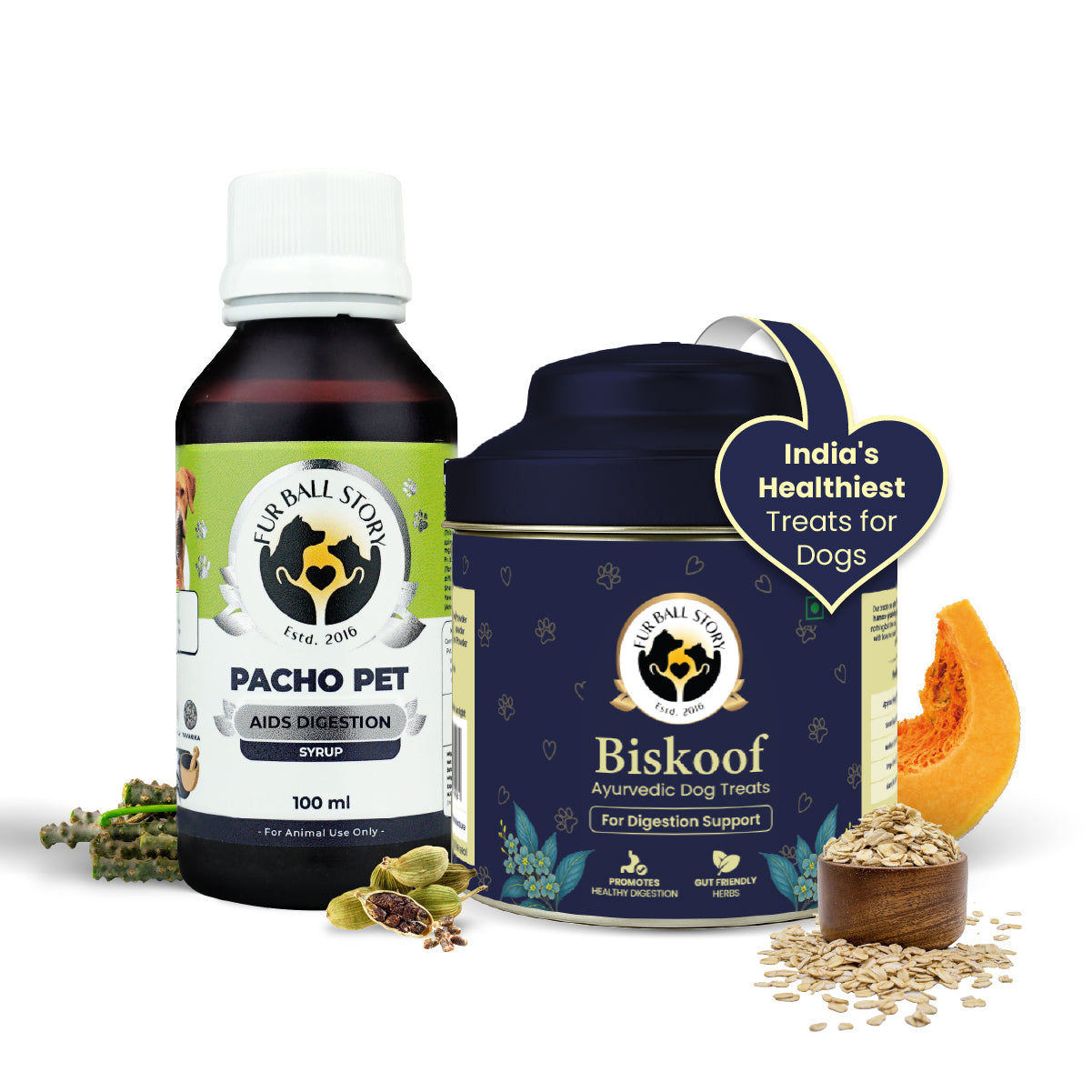 Dog Digestion Combo - Biskoof Digestion Support & Pacho Pet Syrup
