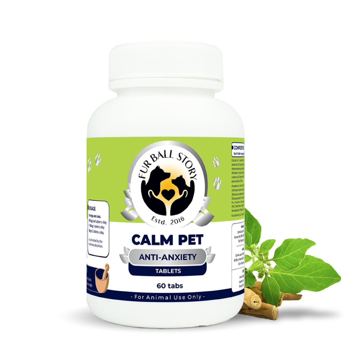 Calm Pet: Anti Anxiety Tablets For Dogs & Cats - (60 tab/100gm)