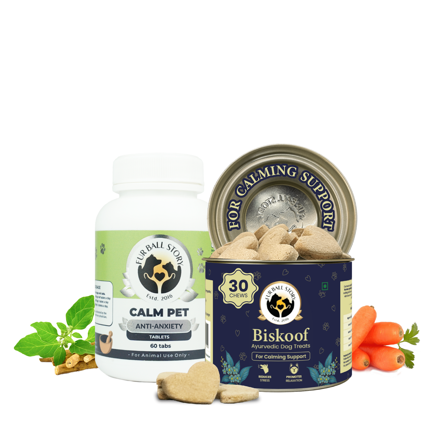 Calm Pet: Anti Anxiety Tablets For Dogs & Cats - (60 tab/100gm)