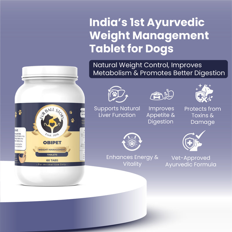 Obipet: Ayurvedic Weight Management Tablets for Dogs – 60 Tabs