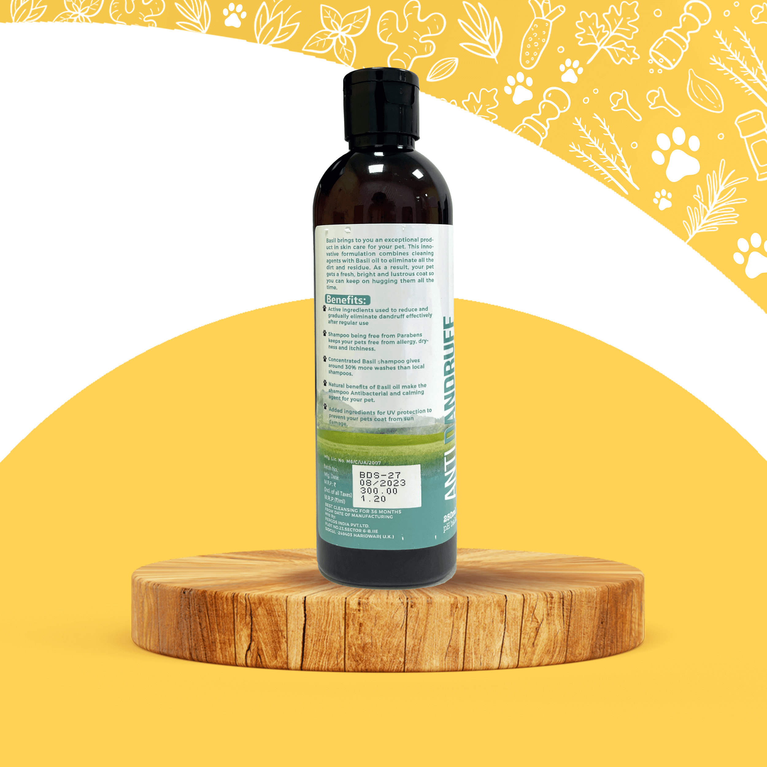 BASIL Anti-Dandruff Anti-Itch Shampoo for Dogs and Puppies - 250 ML