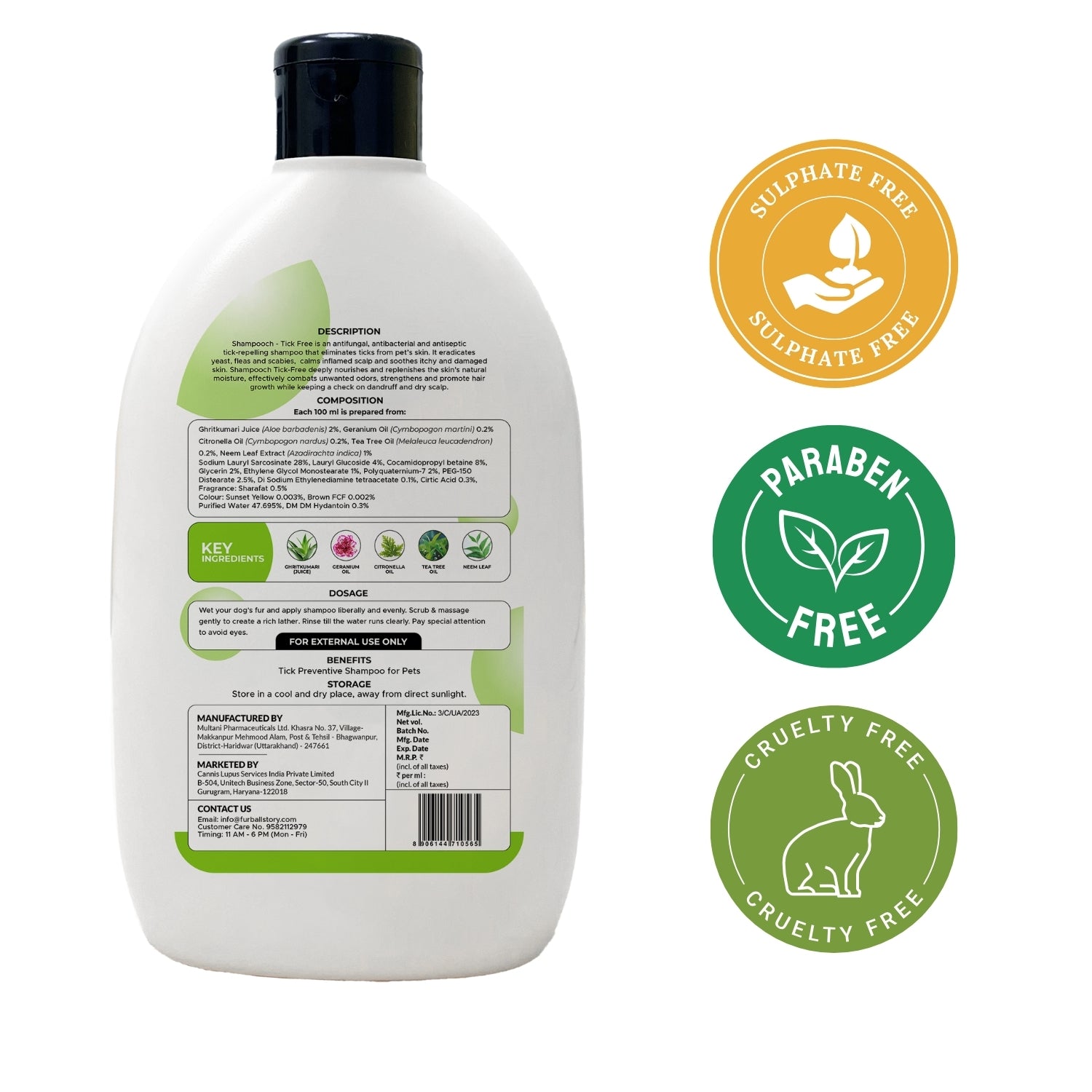 Shampooch Tick-Free Dog Shampoo - Effective Tick and Flea Protection