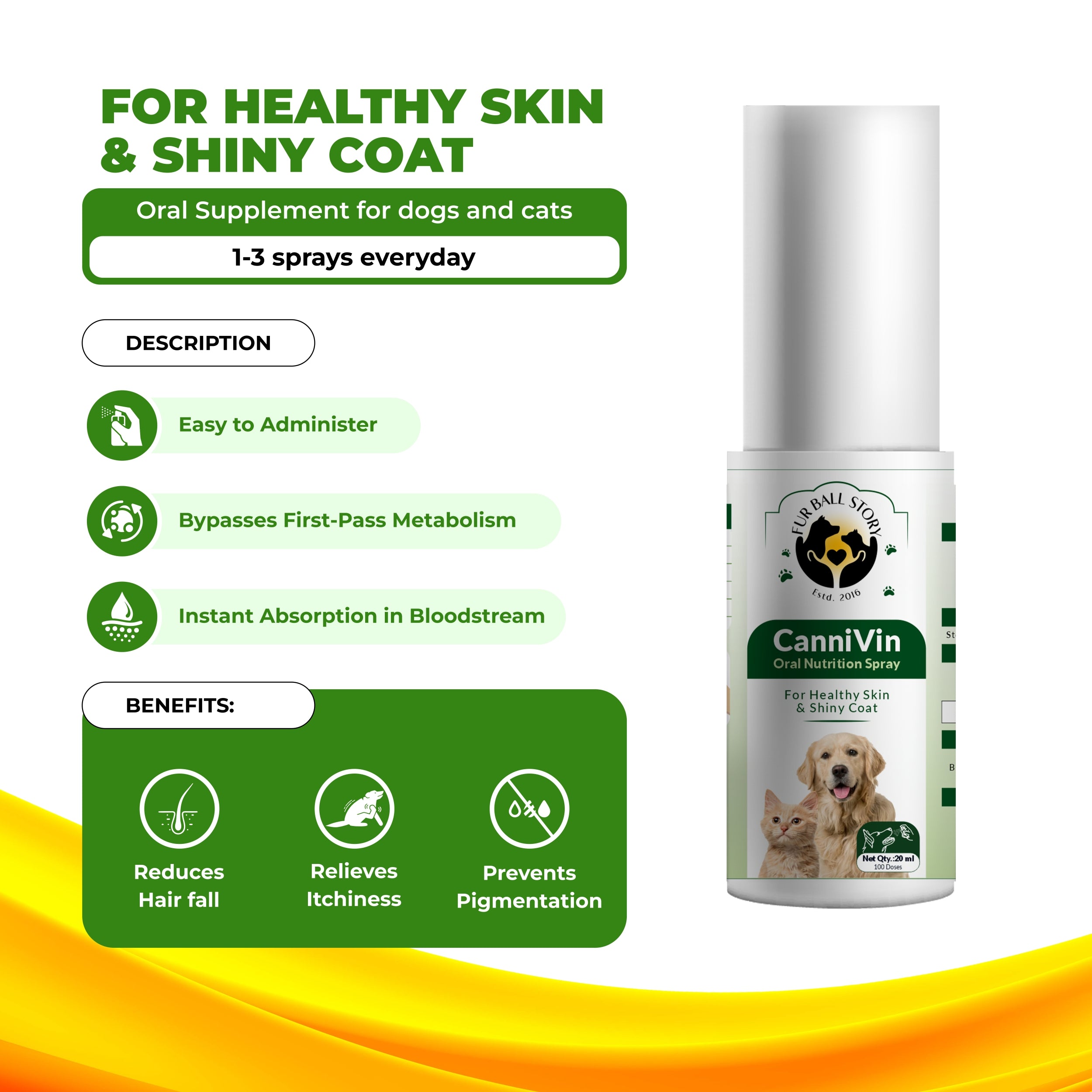 CanniVin Spray: For Healthy Skin & Shiny Coat In Dogs & Cats - 20ml 