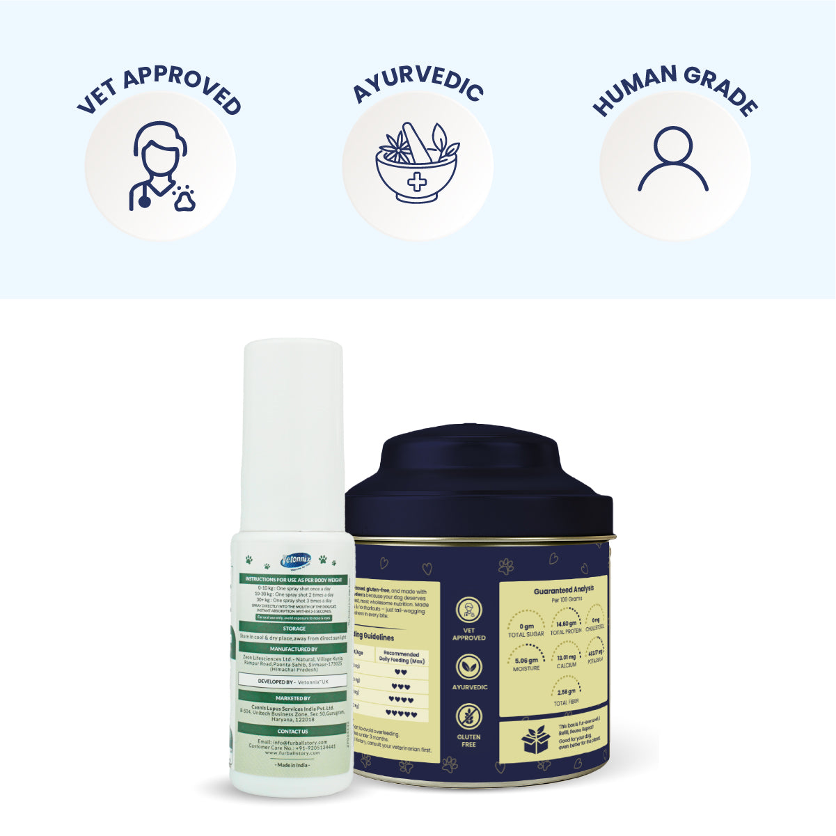 Dog Skin & Coat Combo - Biskoof Healthy Skin Treats for Dogs and CanniVin Healthy Skin & Shiny Coat Oral Spray
