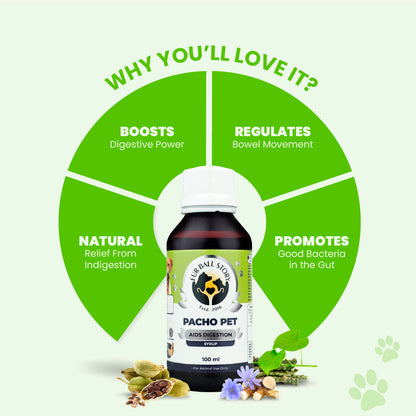 Pacho Pet: Relieves Stomach Problems In Dogs & Cats - 100ml