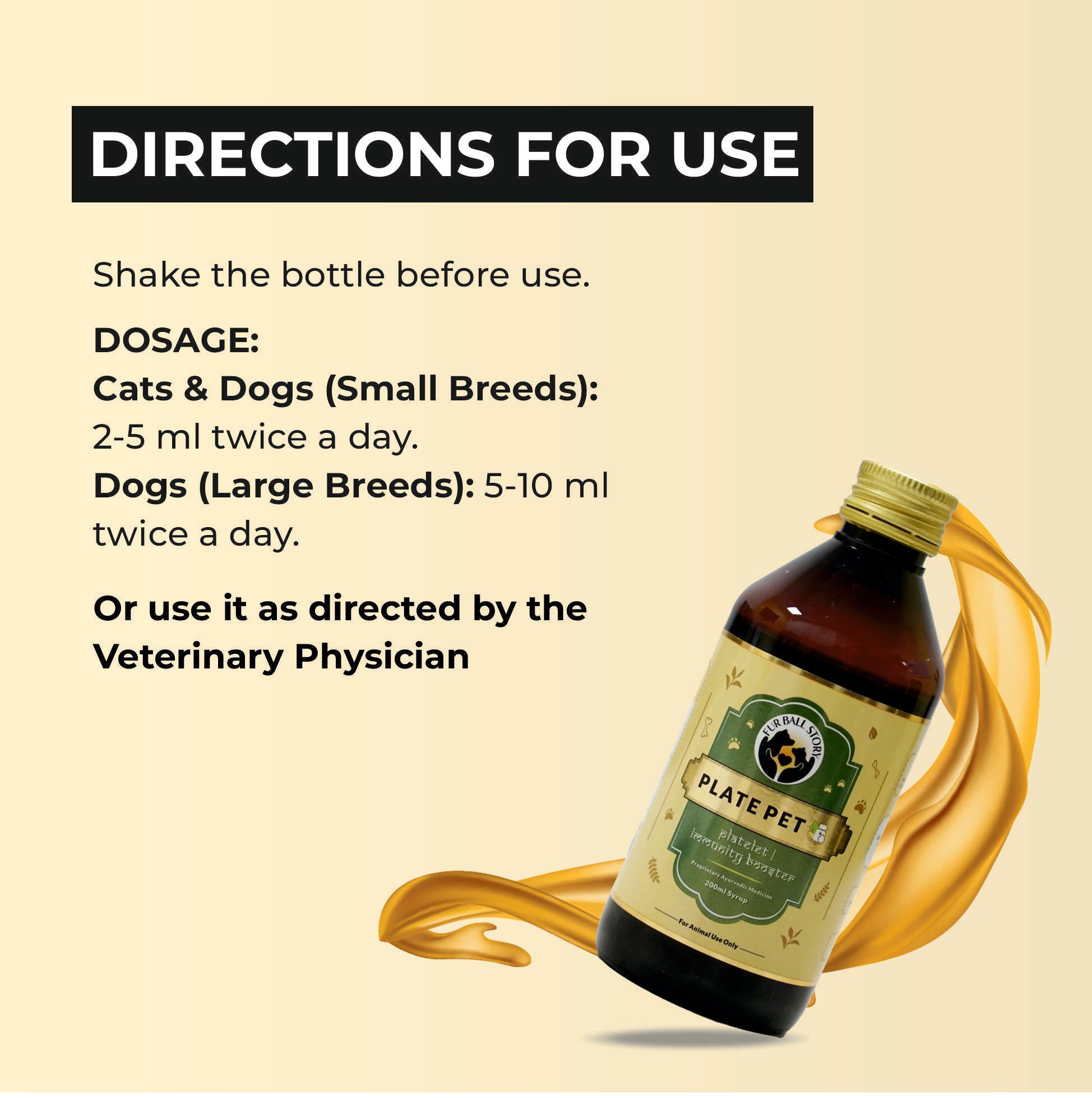 Directions to Use Plate Pet: immunity booster syrup for dogs 