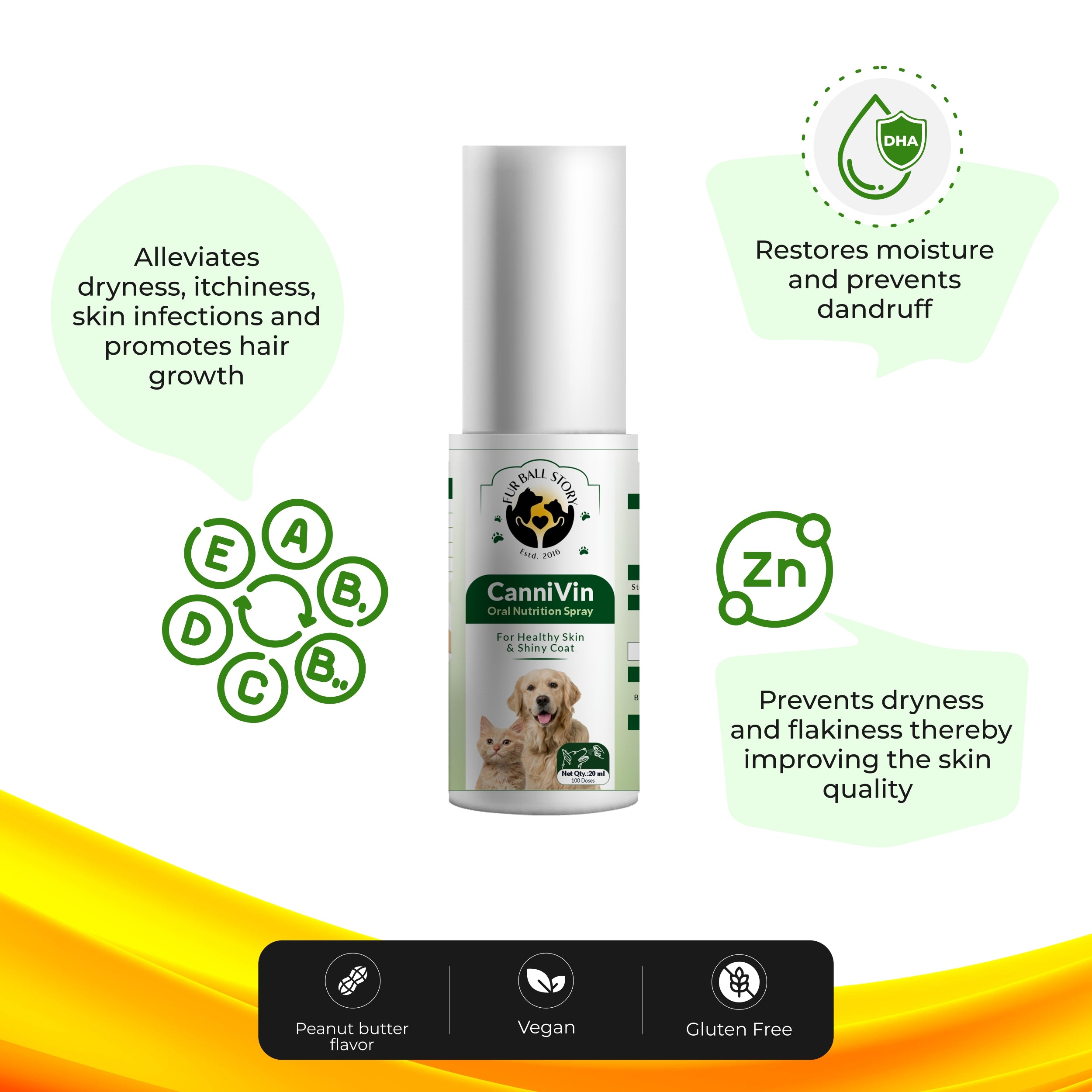 CanniVin Spray: For Healthy Skin & Shiny Coat In Dogs & Cats - 20ml 