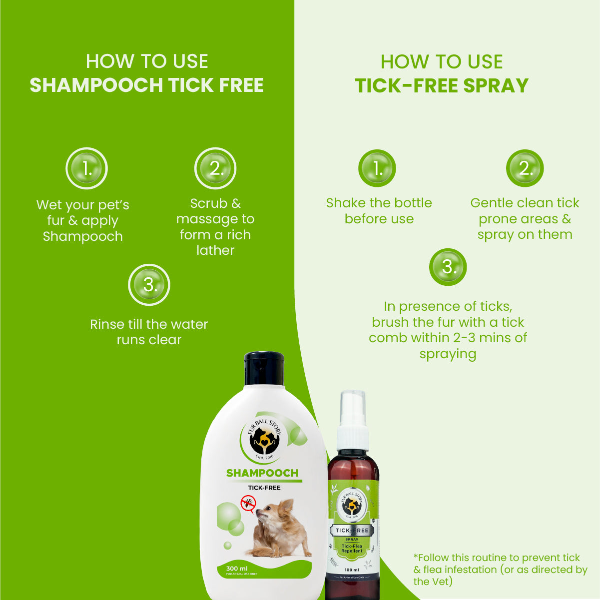 Tick Free Combo Pack - Tick Free Spray &  Shampooch Tick Free