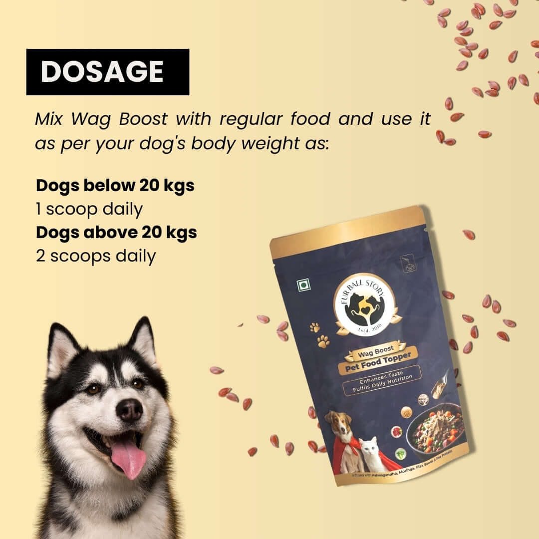 Pet food topper for healthy bones, skin, and immunity support - Wag Boost by Furball Story