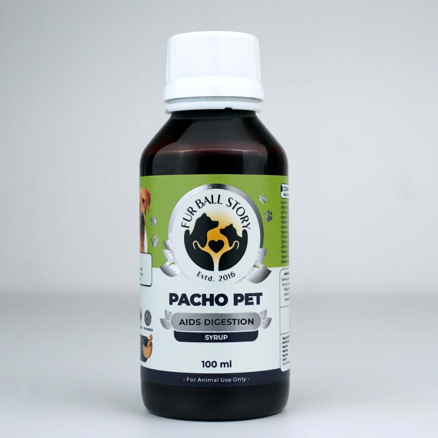 Pacho Pet Digestion Syrup for Dogs & Cats - Relieves Stomach Problems Effectively