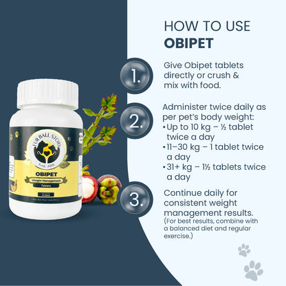 Obipet: Ayurvedic Weight Management Tablets for Dogs – 60 Tabs