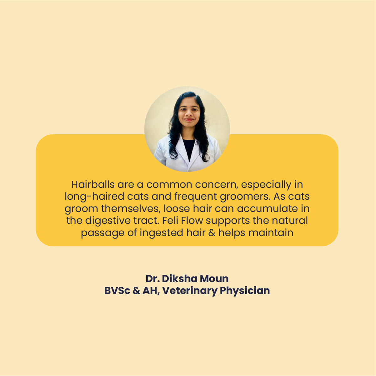 Veterinarian recommendation for Fur Ball Story Feli Clear supporting natural hairball elimination and digestive wellness in cats
