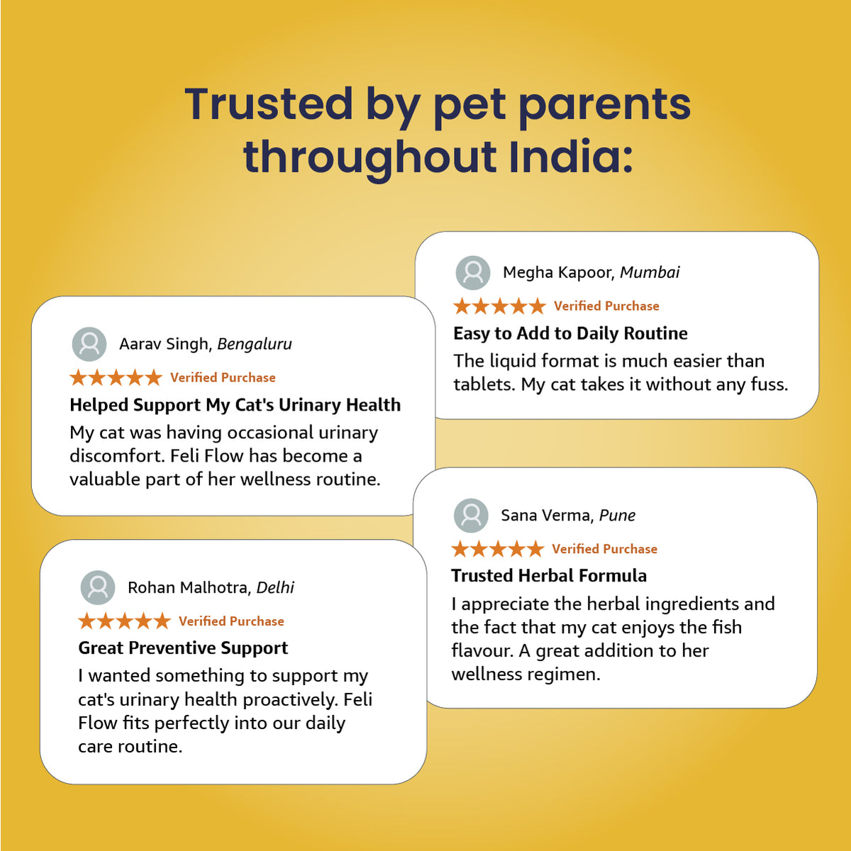 Customer reviews for Fur Ball Story Feli Flow urinary support syrup for cats highlighting improved urinary tract and bladder health