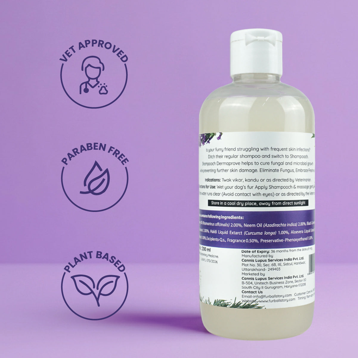 Dermaprove Shampooch: Antifungal Dog Shampoo - 200 ml