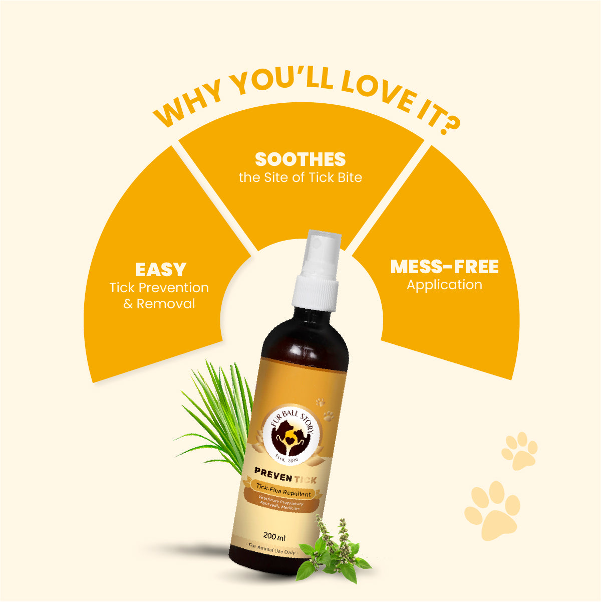 PrevenTick: Professional Range Advanced Tick & Flea Repelling Spray for Dogs & Cats- 200ml