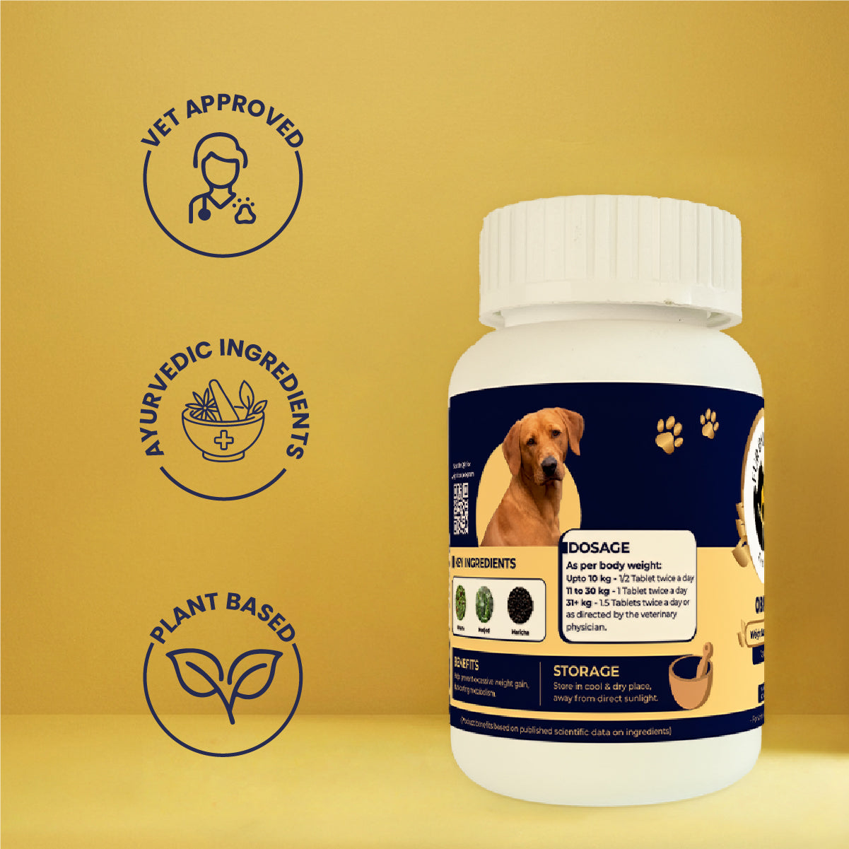 Obipet: Ayurvedic Weight Management Tablets for Dogs – 60 Tabs