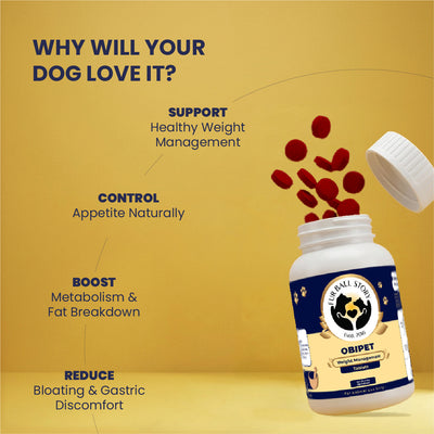 Obipet: Ayurvedic Weight Management Tablets for Dogs – 60 Tabs