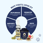 A "Why You’ll Love It" circular diagram that wraps the dental kit in its core promises: promoting daily oral comfort, reducing plaque through chewing, and maintaining cleaner teeth with a refreshing finish.
