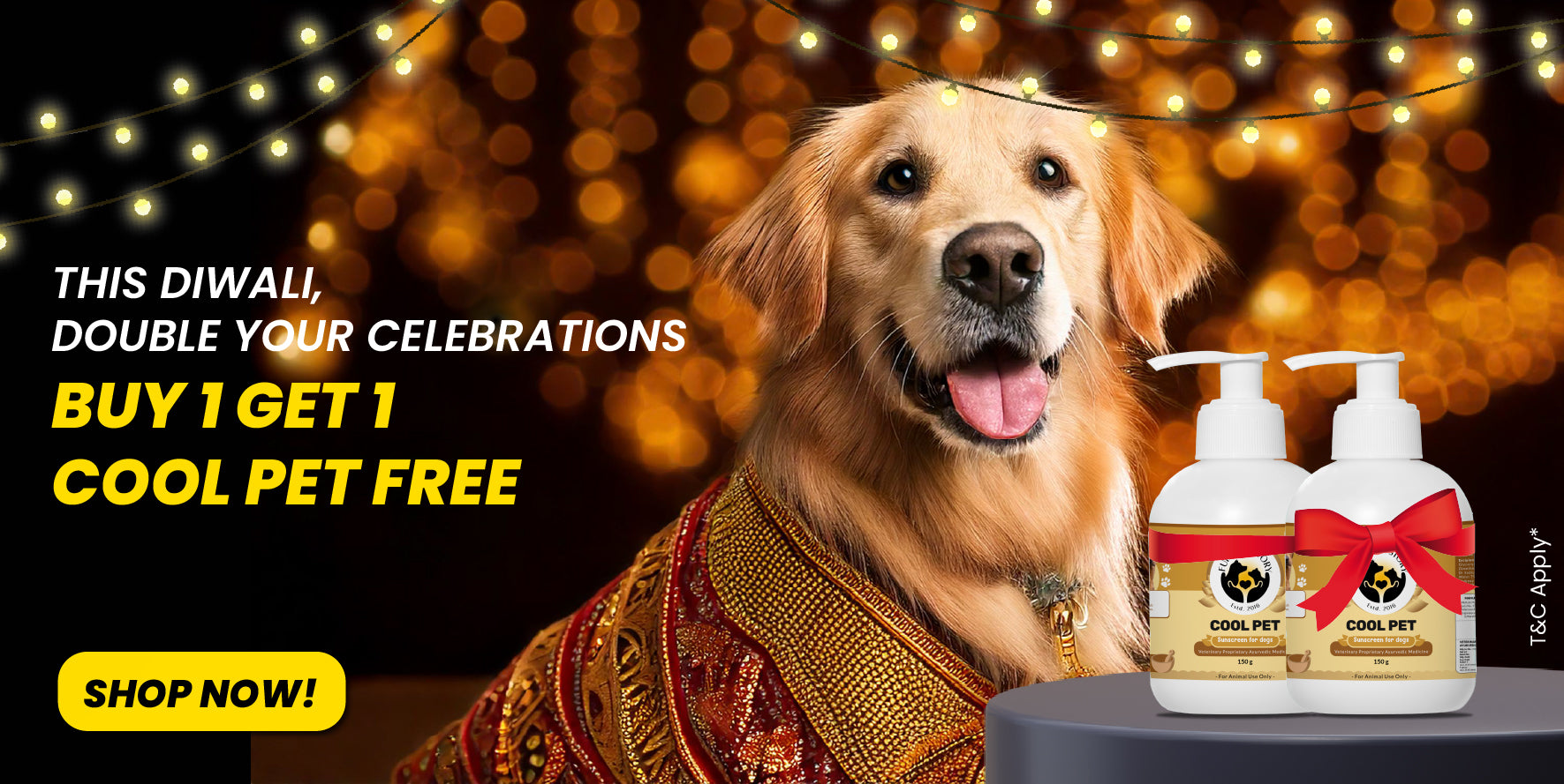 Diwali offer: Double your celebration with a Buy 1 Get 1 free deal on cool pet essentials.