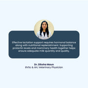 Veterinary Physician Dr. Diksha Maun provides a professional testimonial, explaining the vital link between hormonal balance (prolactin) and the quality of milk production in nursing pets.