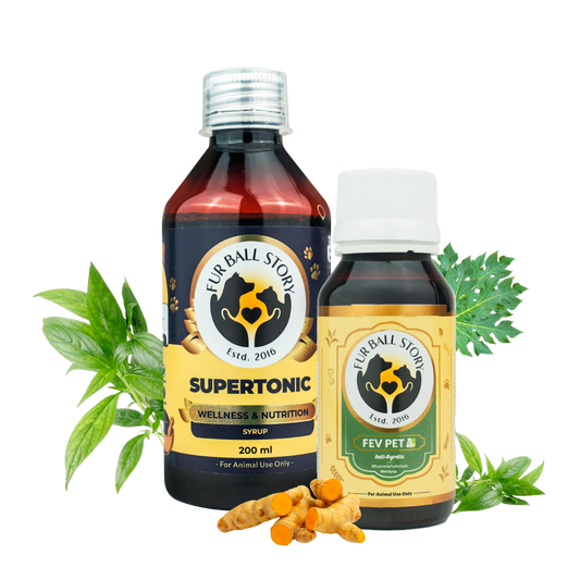 🎁 Fev Pet: Fever, Cough & Cold Relief Syrup For Dogs & Cats - 60ml - Fev Pet+Supertonic Syrup