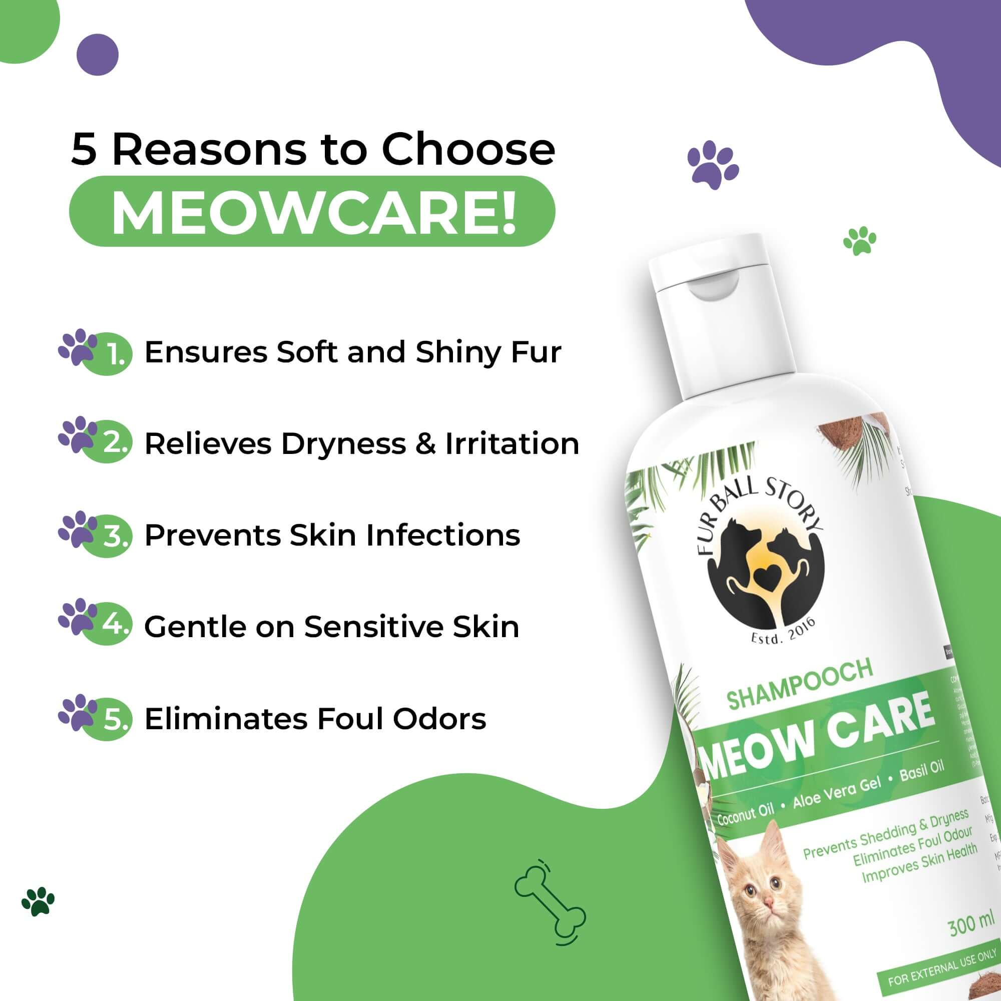 Meow Care Shampooch Cat Shampoo – For Healthy Skin & Shiny Fur