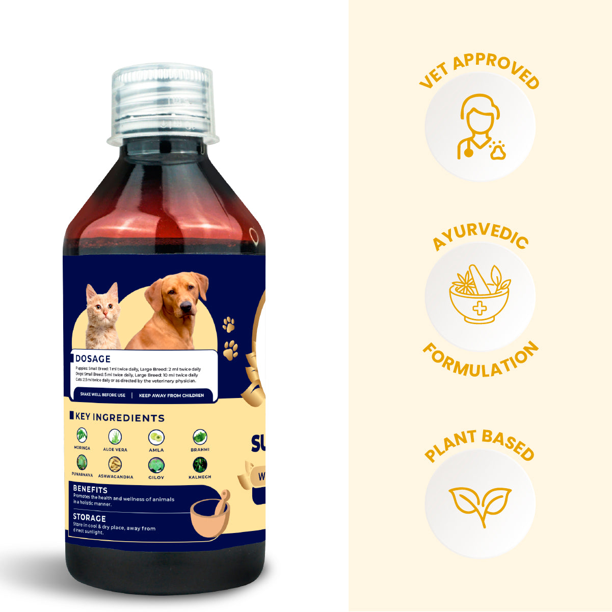 Supertonic Syrup: Ensures Head to Tail Wellness of Dogs & Cats - 200ml | multi vitamin for dogs