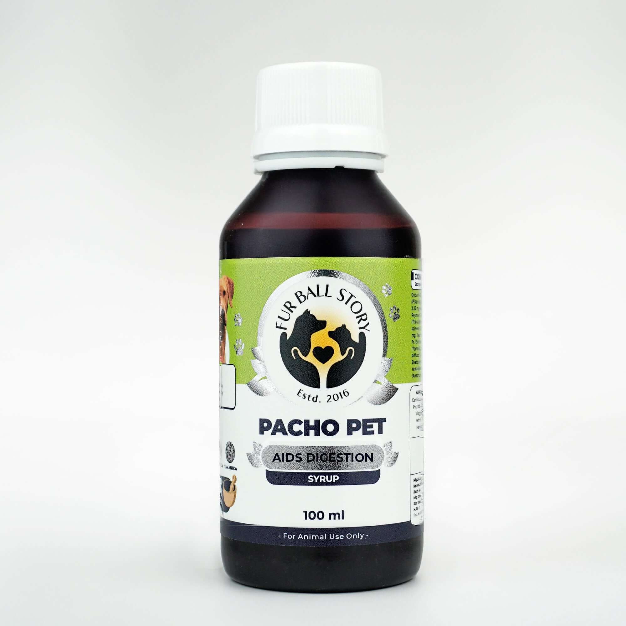 Pacho Pet Digestion Syrup for Dogs & Cats - Relieves Stomach Problems Effectively