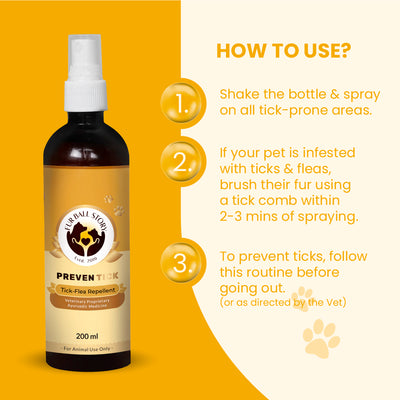 PrevenTick: Professional Range Advanced Tick & Flea Repelling Spray for Dogs & Cats - 200ml | Tick Spray