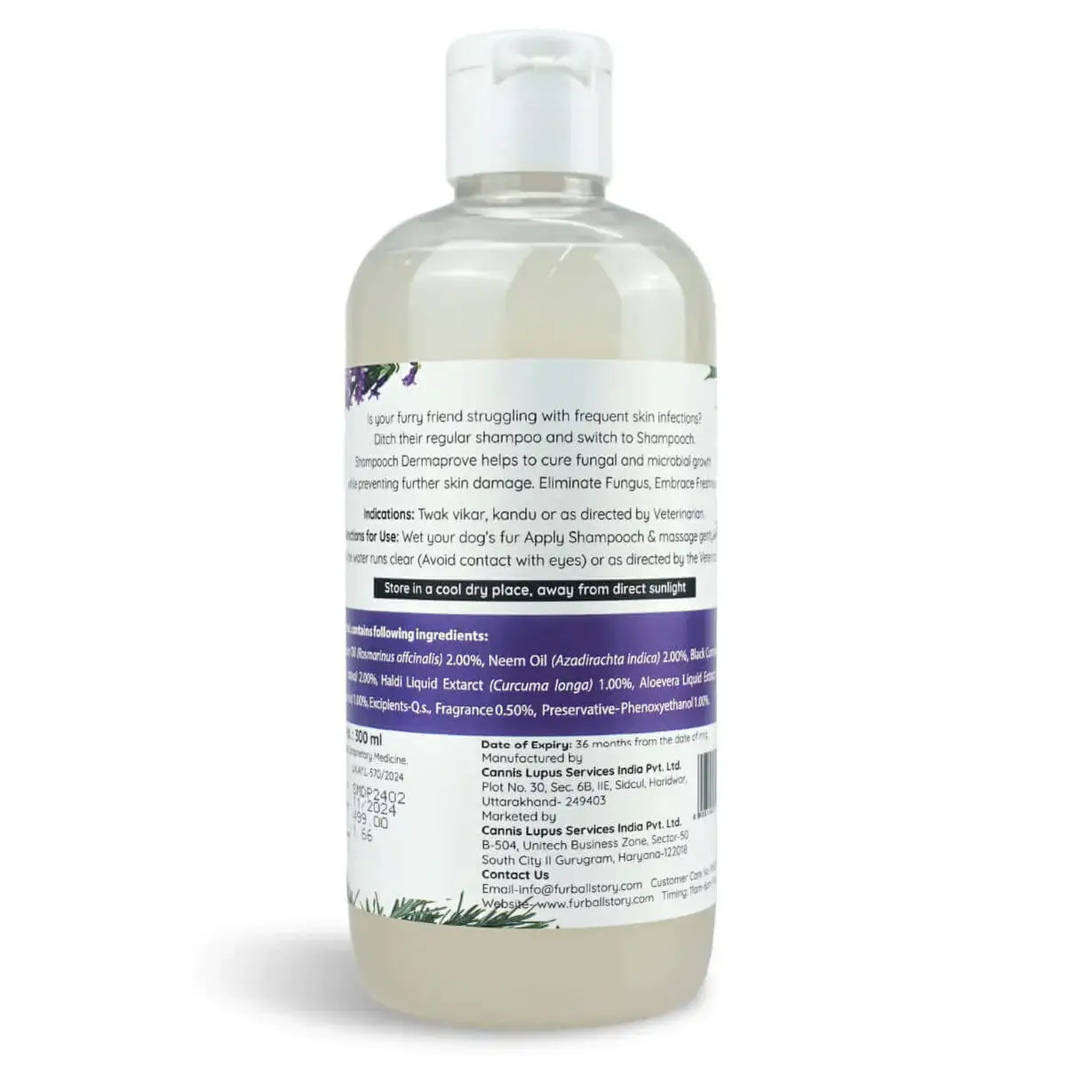 Antifungal dog shampoo for itchy skin – FurBallStory Dermaprove 300ml (Buy 2 Get 1 Free)