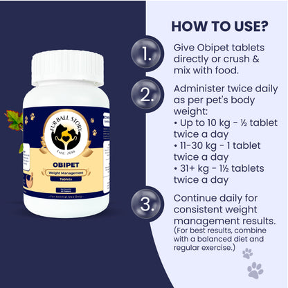 Obipet: Ayurvedic Weight Management Tablets for Dogs – 60 Tabs