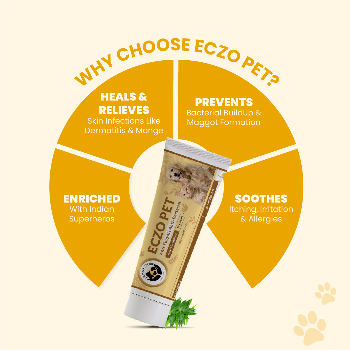 Eczo Pet Cream: Treats Skin Infections In Dogs & Cats - 60gm