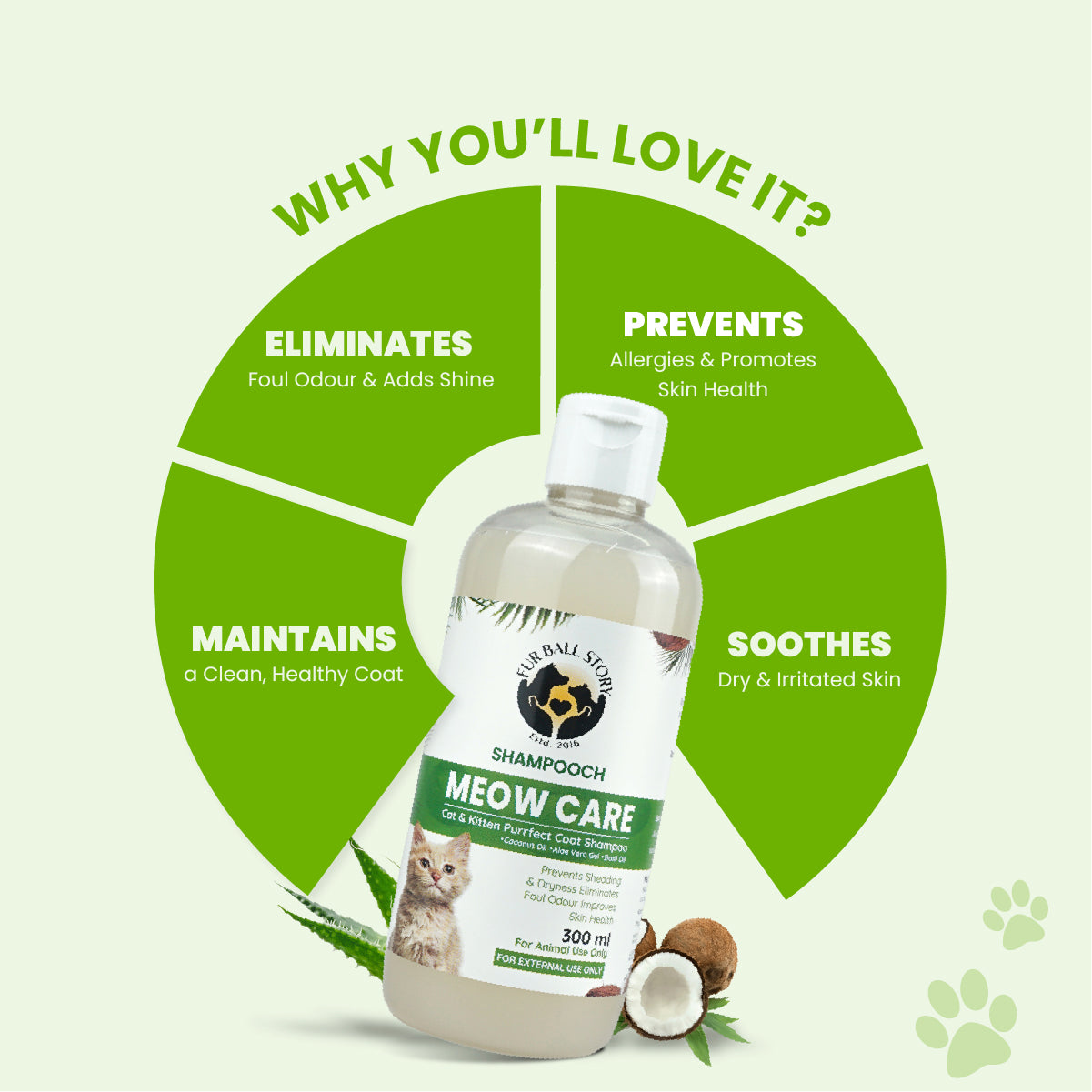 Meow Care Shampooch Cat Shampoo bottle - gentle, natural cat shampoo for healthy fur and skin