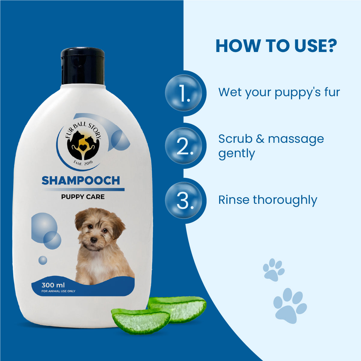 Shampooch puppy shampoo – gentle, natural shampoo designed for puppies to promote clean, healthy fur and skin