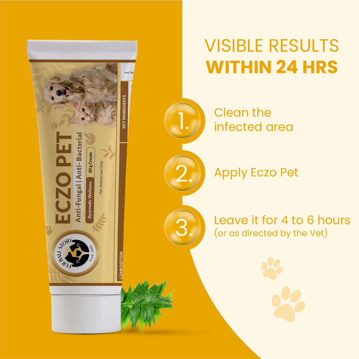 Eczo Pet dog skin infection medicine – 60g anti-fungal and anti-bacterial cream for treating skin infections in dogs