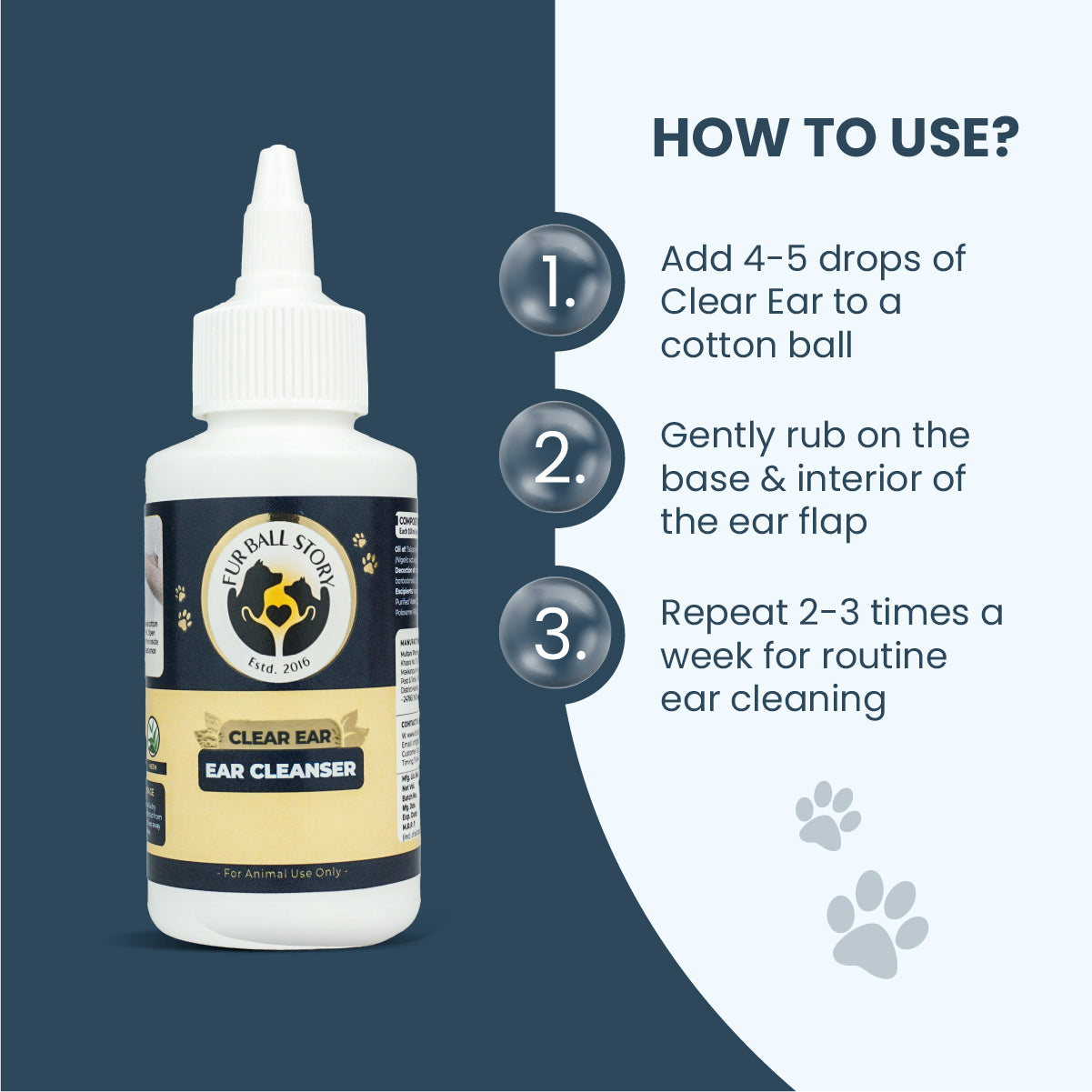 Clear Ear – natural ear cleaning solution for pets to reduce wax buildup, odor, and prevent infections