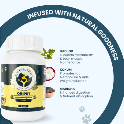 Obipet: Ayurvedic Weight Management Tablets for Dogs – 60 Tabs