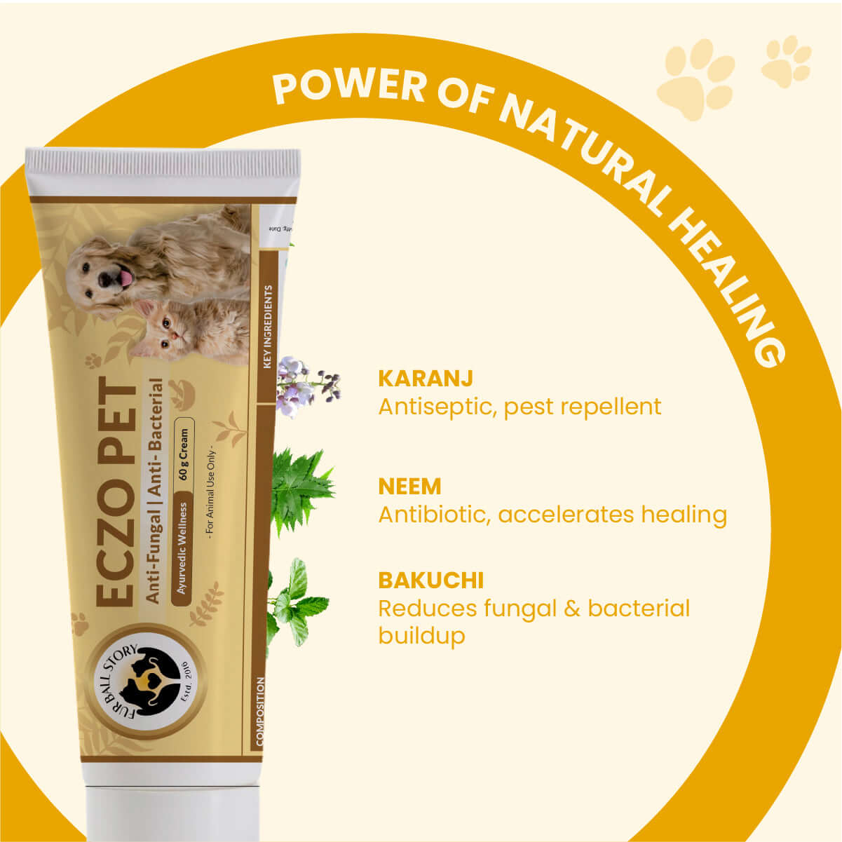 Eczo Pet dog skin infection medicine – 60g anti-fungal and anti-bacterial cream for treating skin infections in dogs