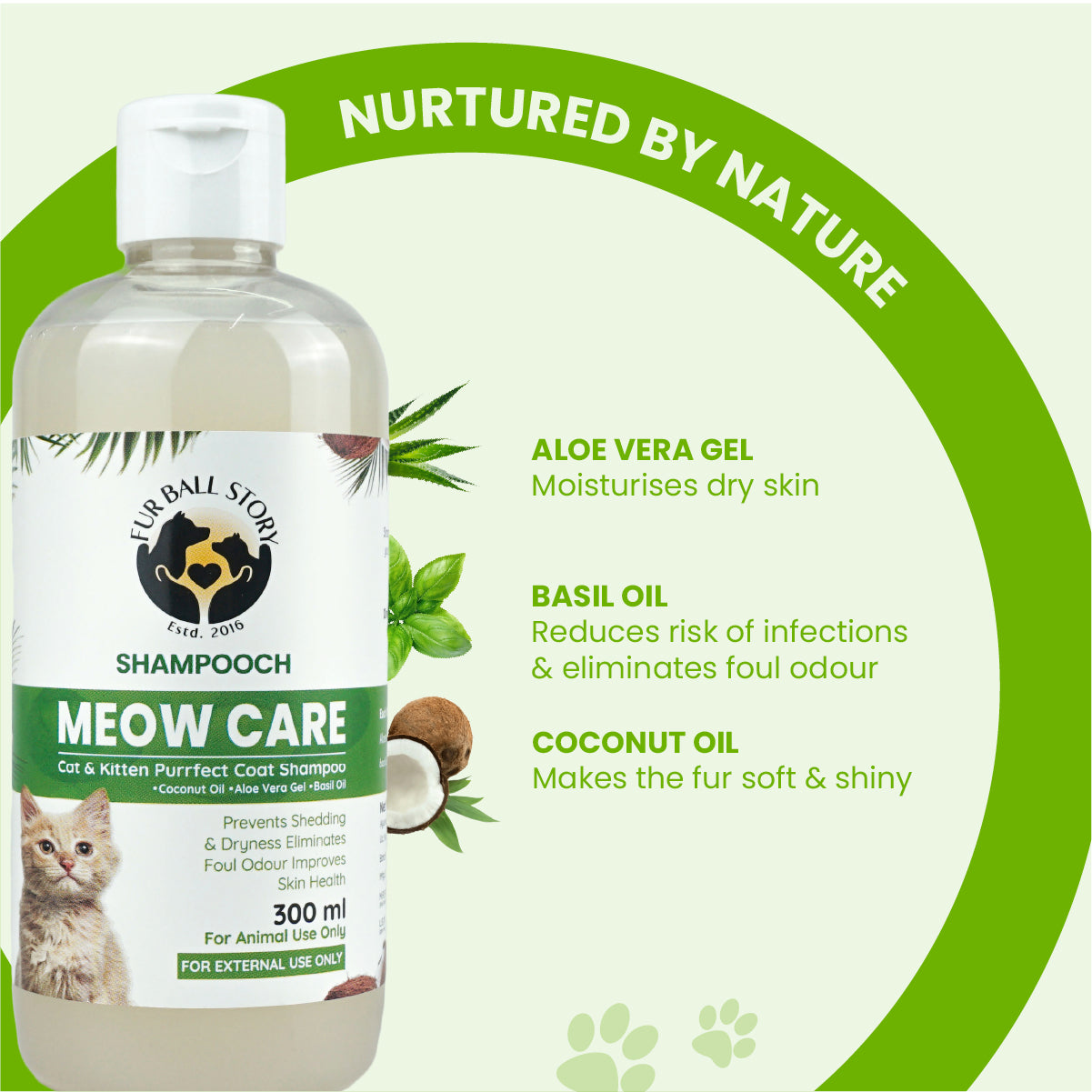 Meow Care Shampooch Cat Shampoo bottle - gentle, natural cat shampoo for healthy fur and skin