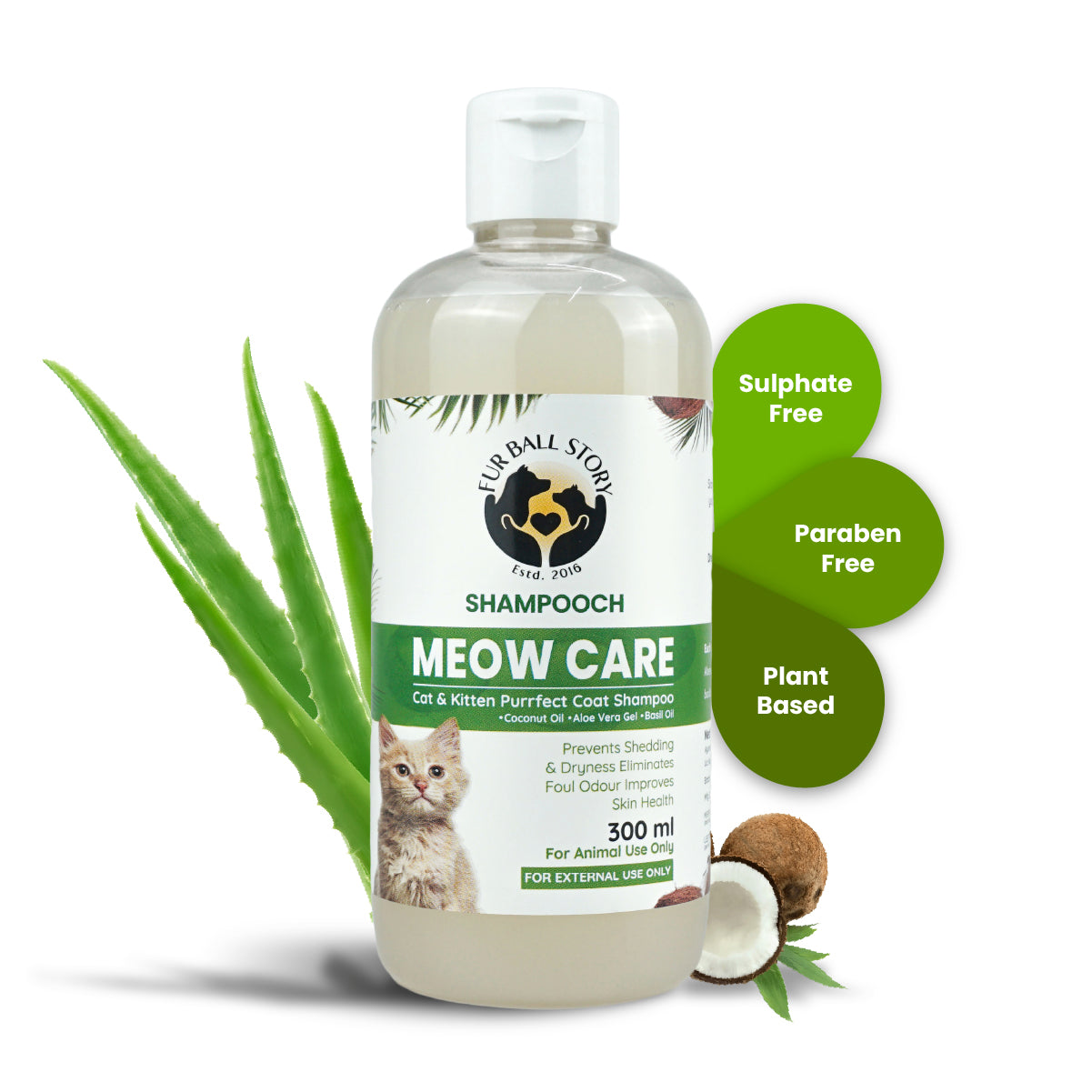 Meow Care Shampooch Cat Shampoo bottle - gentle, natural cat shampoo for healthy fur and skin