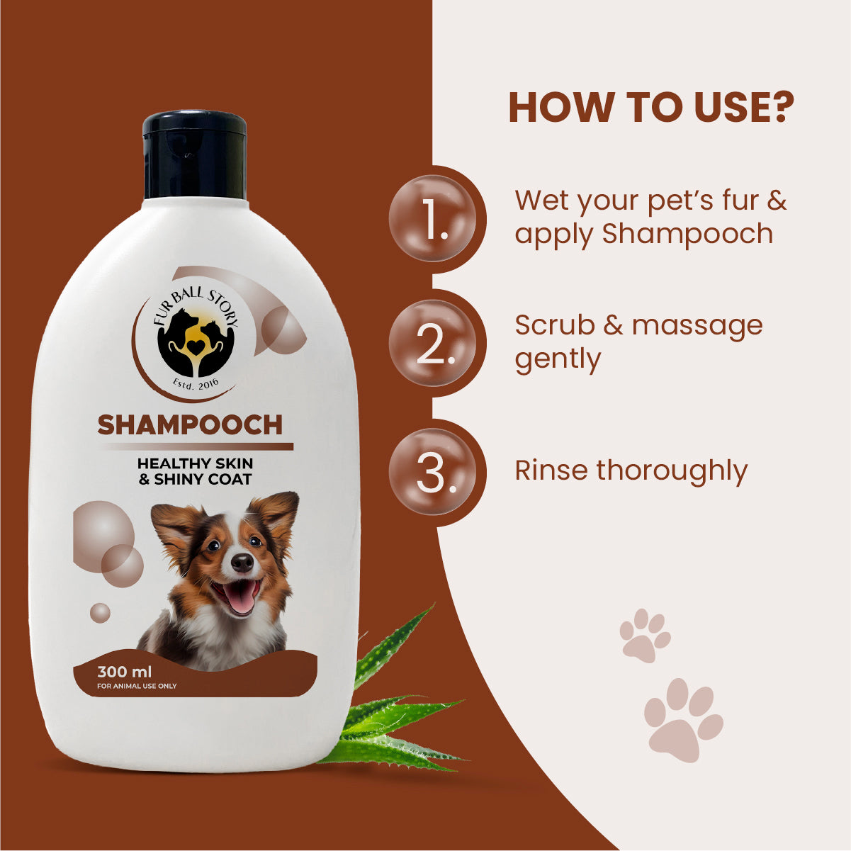 Shampooch: Best Dog Shampoo For Healthy Skin & Shiny Coat - 300ml (BUY2 GET 1 FREE)